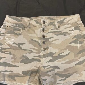 Time and Tru High Waist Camouflage Shorts